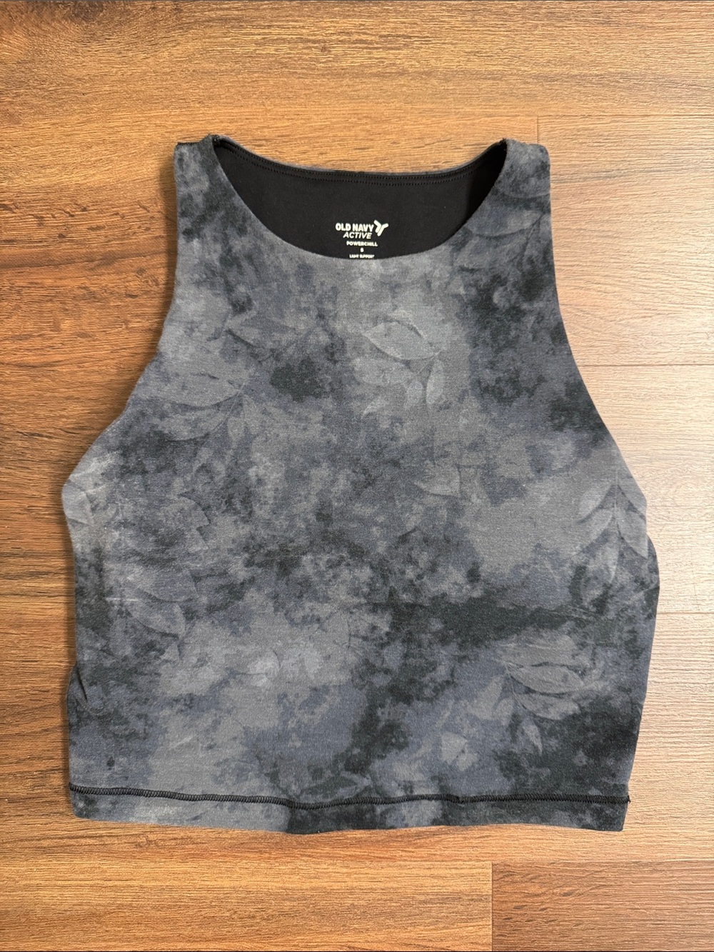 Old Navy Black & Gray Tie-Dye High-Neck Crop Tank